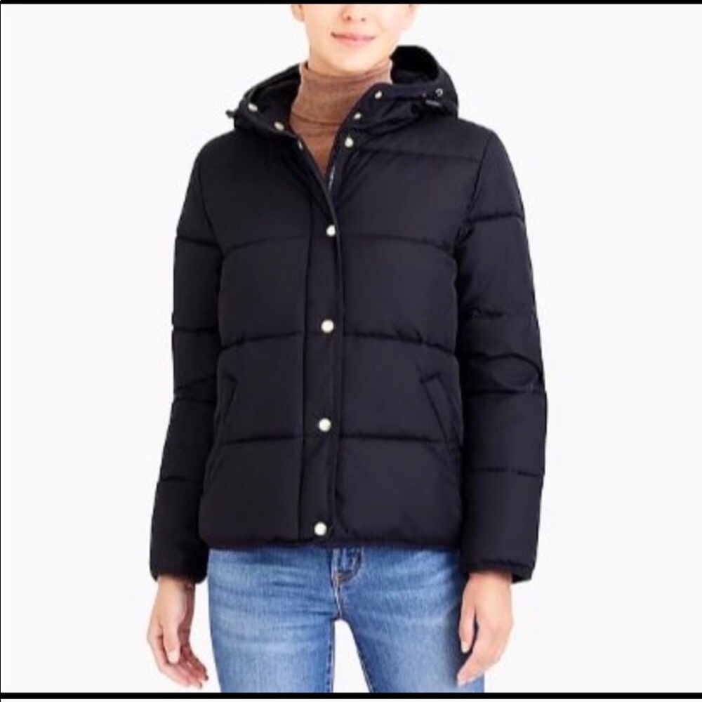 Jcrew Factory Short Hooded Puffer Coat